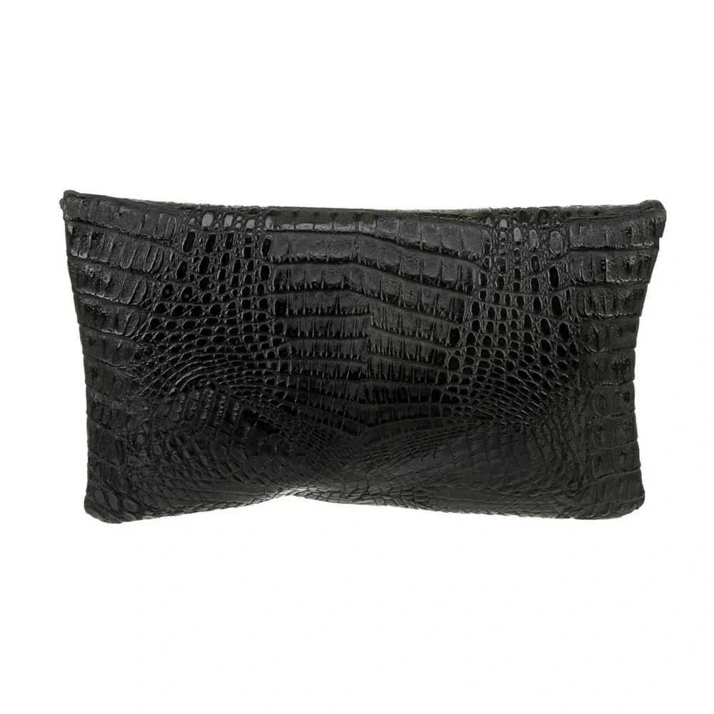 Jimmy Choo Embossed Leather Clutch in Black and Gold